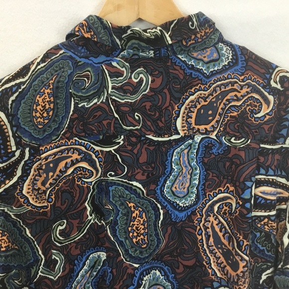 Roark Paisley Casual Button Down Shirt - Blue and Brown - Picture 4 of 10